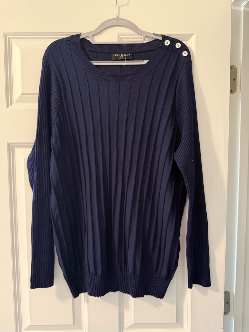 Lane Bryant Women’s Ribbed Button-Shoulder Sweater